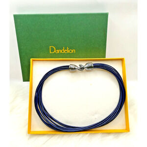 Dandelion Dark Blue Leather Strand Necklace